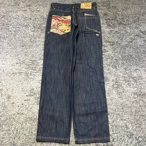 Vintage Notorious BIG Jeans Mens 34x35 Dark Blue Baggy Hip-Hop Streetwear Y2K
